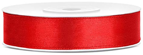 DaLoKu Satinband 6/12/25/38/50/100mm x 25m Geschenkband Schleifenband, Größe: 12mm x 25m, Farbe: Rot