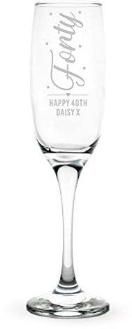 The Gift Experience Personalised 40th Birthday Prosecco Glass, Bespoke Gift, Birthday Gift, Personalised Gift