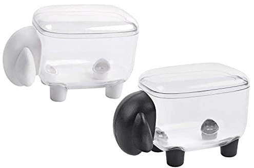 Kreative staubdichte Aufbewahrungsbox für Bürobedarf, Zahnstocher, Wattestäbchen usw. (Schaf) (schwarz und weiß)