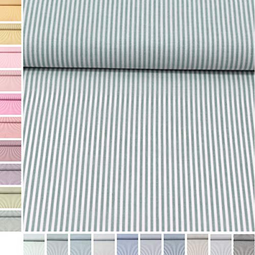 MAGAM-Stoffe Mona Streifen Kinder Baumwollstoff Oeko-Tex Meterware 50cm (12. Altmint)