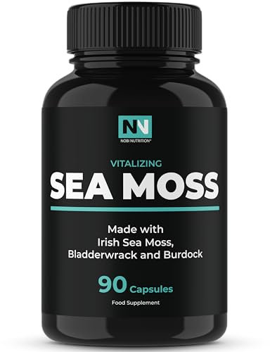 Irish Sea Moss Capsules | with Organic Irish Moss, 300mg Burdock Root & 500mg Bladderwrack Powder | 45-Day Supply | 1300mg Complex | Provides Iodine for Thyroid & Immune Support | 90 Veggie Pills