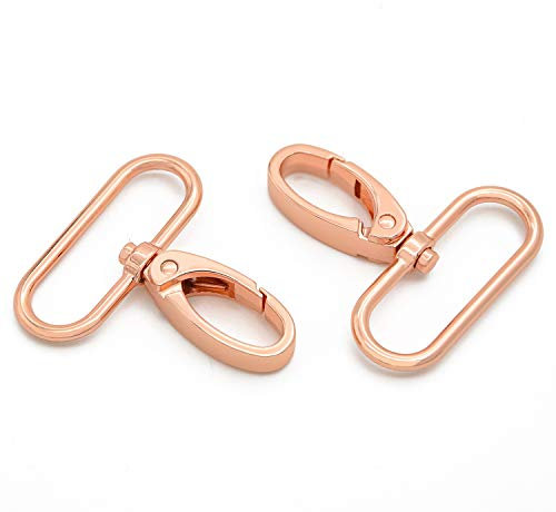 15 Stück ovale Ring-Karabinerverschluss, Klauen-Druck-Tor-Trigger-Verschlüsse, drehbare Karabinerhaken für Lederhandwerksgurte, Schlüsselbandbänder (Roségold, 3,8 cm)