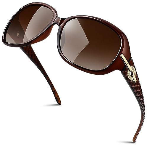 GQUEEN Lunettes de Soleil Femme Polarisée UV400 Mode et Rétro Grand Cadre