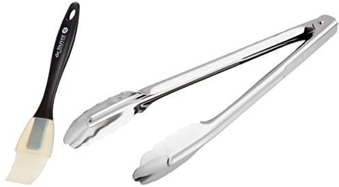 DE BUYER -4788.30N -Pince Cafeteria INOX l. 30cm & 4807.00N -Pinceau Patissier Silicone - Noir - l.19.5 cm