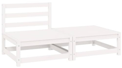vidaXL Garten Lounge Set 2-TLG., Gartenmöbel Set Sitzgruppe für Garten Terrasse Balkon, Modular Sofa Garnitur Loungemöbel, Weiß Kiefer Massivholz