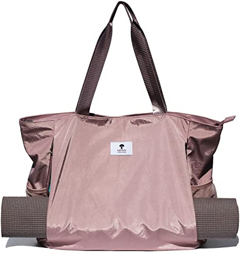 ESVAN Yoga Mat Bag Yoga Tote Carrier Shoulder Bag Carryall Tote for Office,Yoga,Pilates,Travel,Beach and Gym (B pinkish purple)