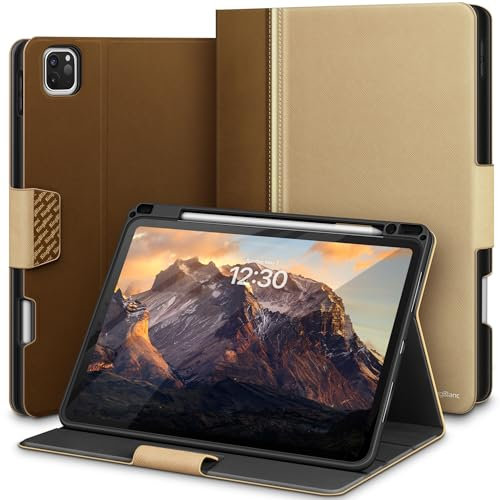 KingBlanc Hülle für iPad Pro 11 Zoll 4. Generation 2022 3./2./1. Gen (2021/2020/2018) mit Stifthalter, Auto Schlaf/Wach, Unterstützt Apple Pencil2, Beige
