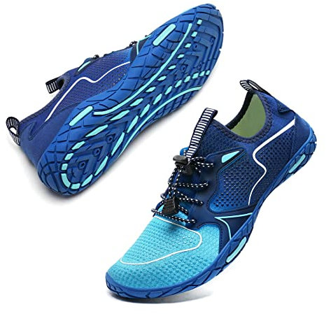 Badeschuhe Herren Damen Barfußschuhe Wasserschuhe Schwimmschuhe Strandschuhe für Surfen,Tauchen,Bootfahren,Gymnastik Fitness (19 Blau, 38EU)