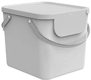 Rotho Albula Abfallbehälter 50l mit Deckel, als Schwing- oder Klappdeckel verwendbar, Kunststoff (PP recycelt), weiss, 40l (40.0 x 35.8 x 34.0 cm), Nicht zutreffend