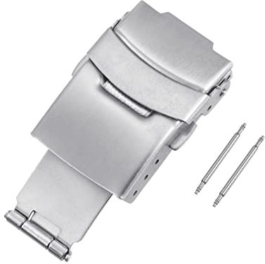 sourcing map Faltschließe 18mm Druckknopf Uhrenschnalle mit Federstege Armbandschließe Schnellschnallen Edelstahl Uhrenschließe Ersatz für Uhren Armband Uhrenarmbänder Armbänder, Silber