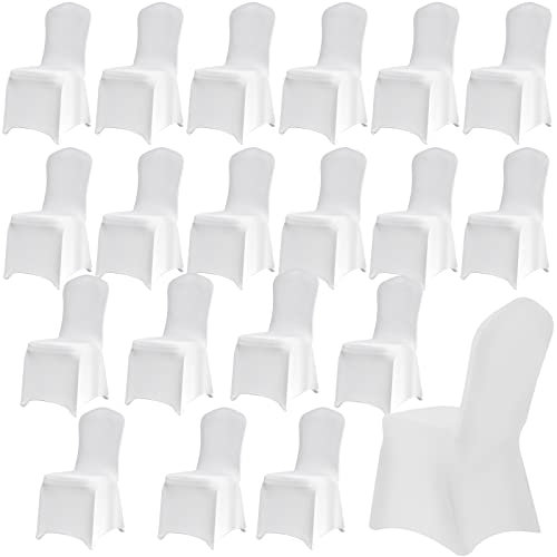 95Street Stuhlhussen Weiß,20 Stück Stuhlbezug Hochzeit Waschbarer Chair Covers Abnehmbarer Universeller Stuhlbezug Wiederverwendbar Elastische Stuhlhusse,Hochzeitsfeier,Jubiläumsfeier, Heimdekoration