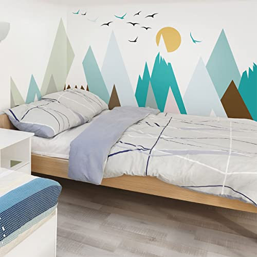 Wandaufkleber für Kinder – Dekoration für Babyzimmer – selbstklebend, riesig, für Kinder, skandinavische Berge, Oyenka, 50 x 75 cm