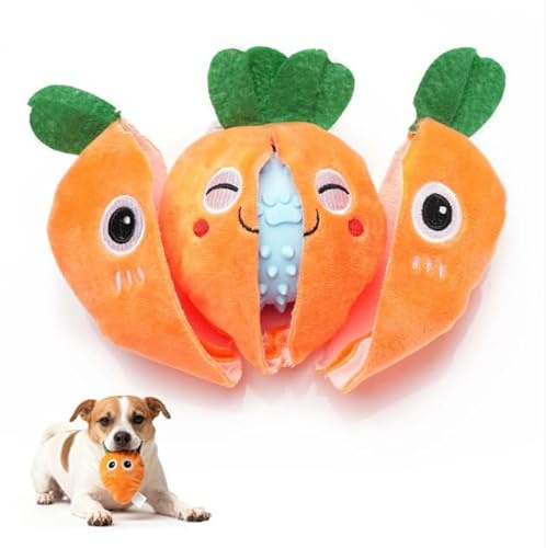 MewaJump Dog Chew Toy with Ball, 3-in-1 Plush Dog Squeaky Toy with 3 Layers