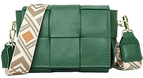 EINYNIUER Leder Crossbody Bag Damen Moderne Taschen mit breitem Schultergurt Umhängetasche Kleine grün Mode-Multi-Pocket-Tasche mit austauschbaren Schultergurten…