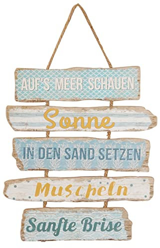 Schild -Auf´s Meer schauen zum Hängen Holz Tafel Wand-Deko H=40 cm + 13 cm Hänger Motiv 12