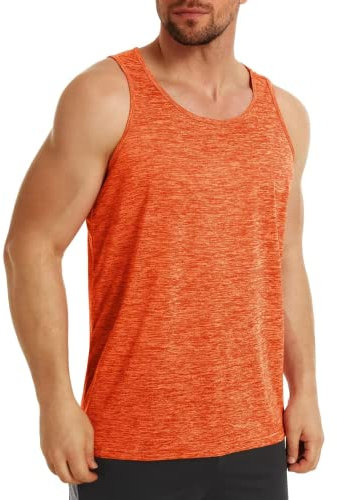MAGCOMSEN Herren Leicht Tanktop Fitness Stringer Achselshirt Ärmelloses Elastische Trainingsshirt Herren Schnelltrocknend Muskel Tank Tops Atmungsaktiv Sport Shirt für Jogging Lässige Orange M