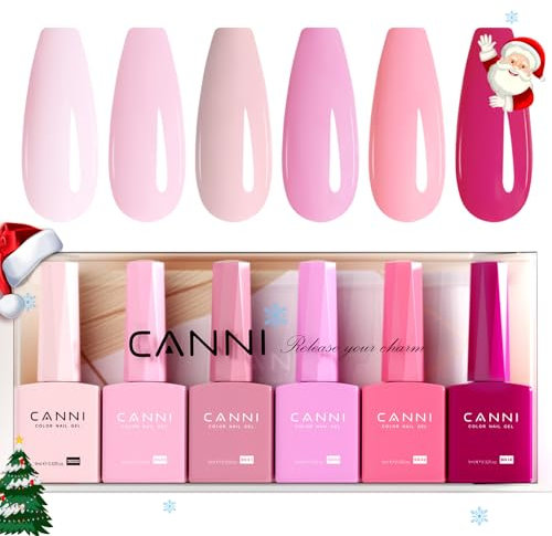 CANNI Vernis à Ongles Gel Semi Permanent 6 Couleur Lot UV Nail Polish rose violet Semi-permanent Set Valentinstag für Maniküre Nageldesign