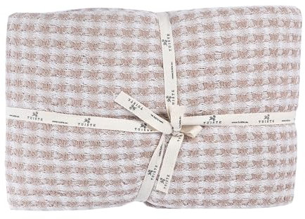 Tuiste Premium Tagesdecke Einzelbett 150x200 Beige, Leichte Sommerdecke Waffeloptik, Bettüberwurf, Plaid Decke für Sofa, Sofadecke Baumwolle, Couchdecke, überdecke Bett, überwurf