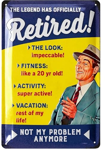 LANOLU Retro Blechschild Renteneintritt Mann Geschenk zum Ruhestand Blechschild Rente Deko 20x30cm