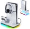 Mytrix Fast Charging Stand RGB Cooling Fan for PS5 Slim Console (Disc & Digital), with Controller Charging Station, Controller Charger, 3 Speeds Cooling Fan, Headset Holder, RGB Lights & 3 USB Ports