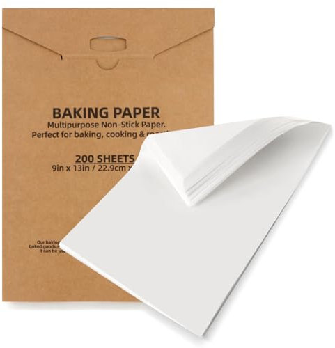 Fogli pretagliati di carta da forno, ritagli di carta pergamena, 200 pezzi di carta pergamena, carta da forno 20x20cm,23x33cm,30x40cm, carta da burro antiaderente marrone (Bianco, 23x33cm-200Fogli)