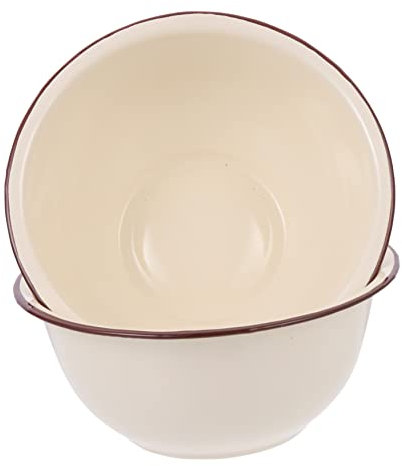 LIFKOME 2stücke Emaille Schüssel Für Haushalt Emaille Becken Mit Lebensmittel Lagerung Funktion Retro Design Für Küche Und Esszimmer