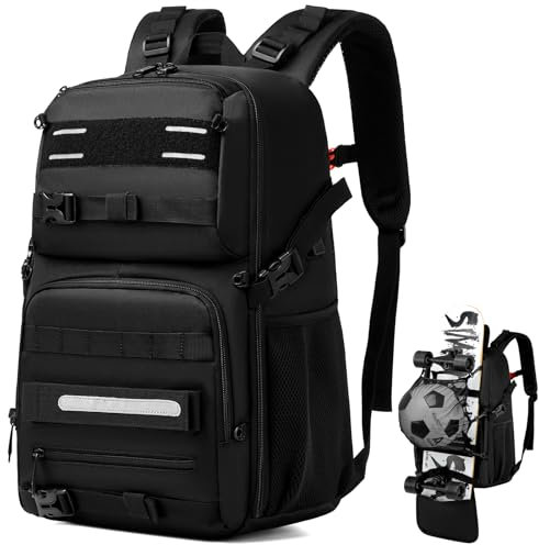 RUCYEN Skateboard Backpack, Laptop Backpack with USB Charging Port, Fits up to 15.6 Inch Laptop, for Travel, New-black, 15.6, Sports