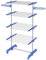 HOMCOM Wäscheständer mit Rollen Wäschetrockner Turm, Standtrockner mit Klappbarem Flügel, Wäscheturm für Indoor, Outdoor, Stahl 142 x 55 x 172 cm, Blau