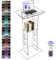 Vakiorn Acryl Podium, Transparenter Acryl Rednerpult mit Speicher Regal, Kirche Kanzel mit 15 Farbe LED-Licht, Stabilität Podium Ständer for Kirche, Vortrag, Hochzeit, Klassenzimmer(23.6x16x 45.2)