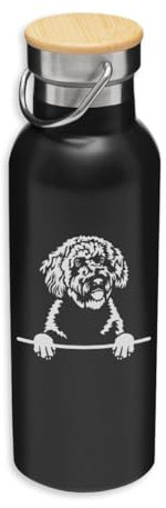 Spanish Water Dogs Cute Dog Eco, Acero Inoxidable, Botella Aislada, Tapa de Bambú