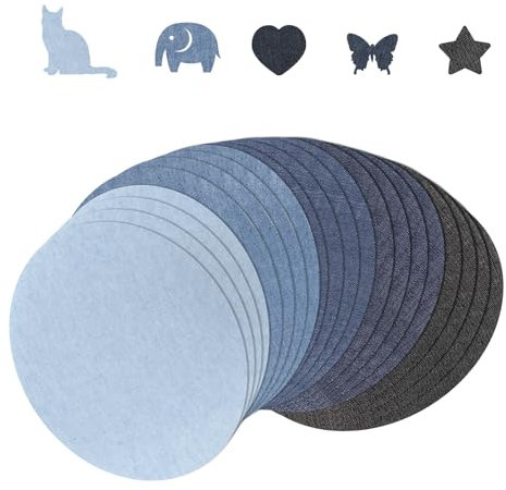 20pcs Jeans Patches Iron on Inside, 5.3 x 4.3 Inch 5 Colors Decorative Jeans Repair Patch Denim Patch Iron On Mending Fabric Pure Cotton for Bags Pants Clothes Pockets Knees Elbow Holes