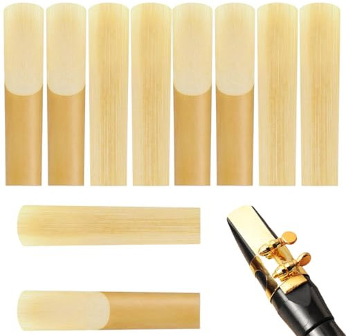 10 Stück Altsaxophon-Blätter 2.5, Ganz natürlich Klarinettenblätter 2.5,mit Kunststoffbox, dünnere Blattspitze, fortschrittliche Schneidetechnologie für Klarinettenanfänger und