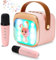 Machine de karaoké pour enfants avec 2 microphones de karaoké, portable, avec lumière LED et effets de changement de voix, cadeaux pour enfants de 5 à 12 ans, garçons, filles