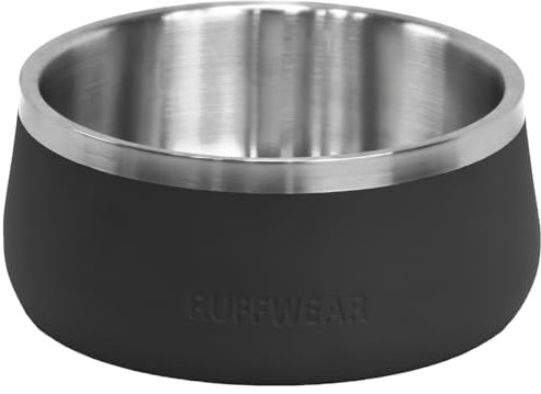 Ruffwear Basecamp Bowl, Stainless Steel Dog Bowl, Lightweight & Portable for Dog Treats, Food & Water, Non Slip & Dishwasher Safe Non Spill Container, Basalt Gray, Large 1.6 Litre Capacity