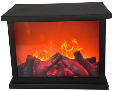 Chimenea Falsa con Farol 10,9 x 5,8 x 8,4 Inch Chimenea LED sin Llama Funciona con Pilas y USB simulación de Chimenea de Escritorio Mini Chimenea portátil Estilo 2