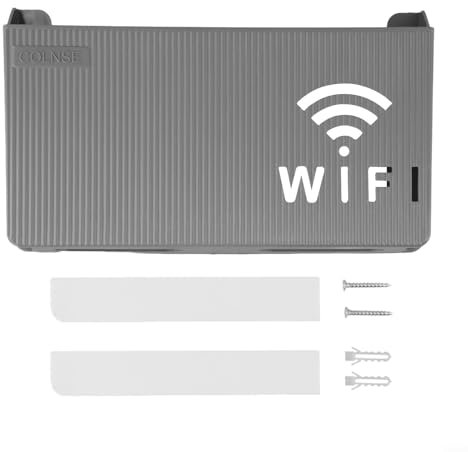 Wireless Router Shelf with Cable Management ABS Plastic Wall Storage Solution (gray)