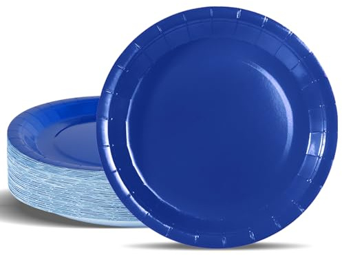 PYAILI Party Paper Plates, 50-Pack | Disposable Jewel Blue Plates, 18 Centimetres-7 Inch