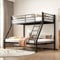 Cenbunsh Bett 90 & 140 x 190 cm, mit Etagenbett, Metall-Etagenbett für Jugendliche und Erwachsene, Etagenbett für 3 Personen, mit Leiter und Geländer (Schwarz-Regelmäßig)