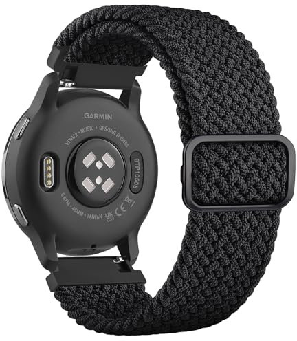 YLK Garmin Armband für Garmin Venu 2/ Venu 3 / Vívoactive 4 / Forerunner 255 Music/Forerunner 255/265 Armbänder für Damen Herren, Nylon Uhrenarmband Einstellbare Solo Loop Elastisches Ersatzarmband