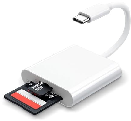 USB C SD Card Reader for iPhone 15 16/iPad/MacBook/Mac,USB-C Type C SD Reader Supports SD and MicroSD Memory Card Adapter, Trail Camera Viewer Plug and Play