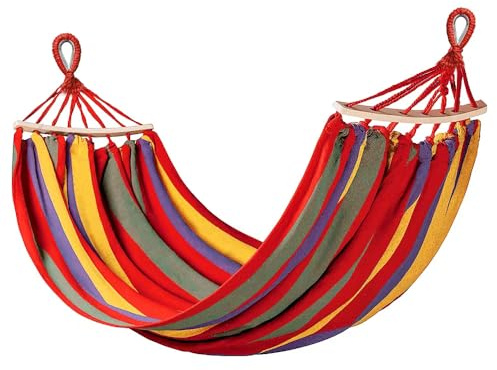 Adult Outdoor Camping Hammock | Heavy-Duty Rope Tree Hammock | Stand Replacement Option | Essential for Patio & Backyard Relaxation (red, Large)