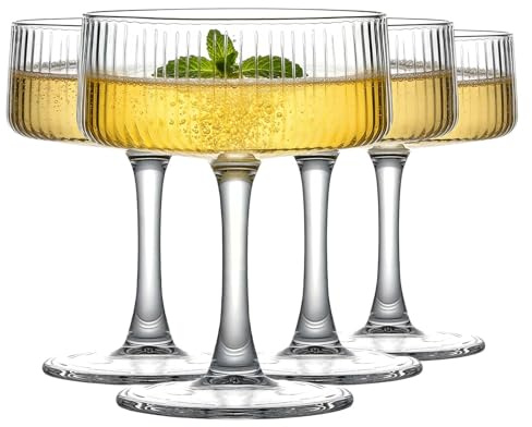 MYKAGS Gläser Set 4-teilig, Martini Gläser, 4Pcs Kristall Coupé Gläser 236 ml Cocktailgläser
