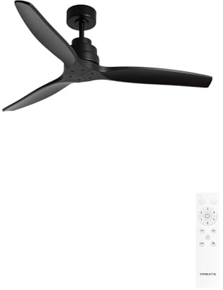 CREATE / WINDSTYLANCE M/Ventilador de techo ABS negro con mando / 40W, Silencioso, Ø132 cm, 6 velocidades, temporizador, verano-invierno, doble altura, motor DC