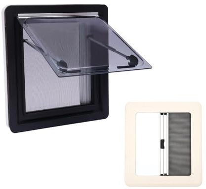 Mqwdxzfes Fenêtre battante de 450x500mm pour camping-car, fenêtre de camping-car réglable à 70° avec moustiquaire et store intégré, fenêtre latérale avec obscurcissement externe pour caravane, van et
