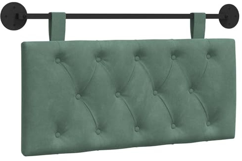 vidaXL Hängendes Kopfteil Meergrün Samt, Schlafzimmer, modernes Wand-Kopfteil, rechteckig mit Samtbezug, gesteppt, Holzwerkstoff, platzsparende Dekoration