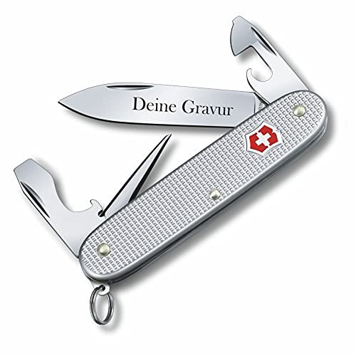 Victorinox Couteau de Poche Pioneer Alox Avec Demande Gravure Sur Lame I Cadeau Pour Hommes Femmes I Pour Anniversaire I Suisse Personnalisé Avec 8 Fonctions 0.8201.26