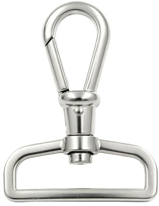 Wuuycoky Silvery 1.5 Inner Diameter D Ring Round Head Hook Lobster Clasps Swivel Snap Buckle Pack of 4