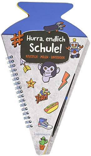 Schultüten-Kratzelbuch - Funny Patches - Hurra, endlich Schule! (blau): Kratzeln, Malen, Eintragen