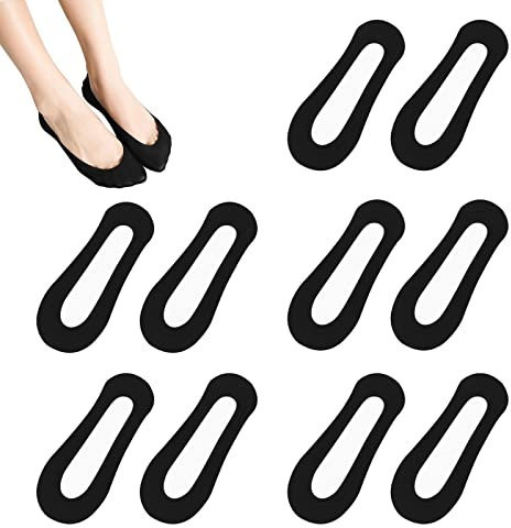 ZOCONE 10 Paia Calzini Fantasmini Donna, Tinta Unita Calzini Corti Eleganti Invisibili Antiscivolo Calze Fantasmini Donna Cotone Calzini Invisibili Seta per Primavera Estate Autunno (Nero)