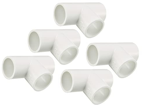 QUARKZMAN 5 Piezas 20mm Interior Diámetro PVC Conector 3 Vías T-Forma para Tubería de Agua, DWV Conector de Tubería de Acoplamiento, Kit de Accesorios de Plomería PVC, Blanco